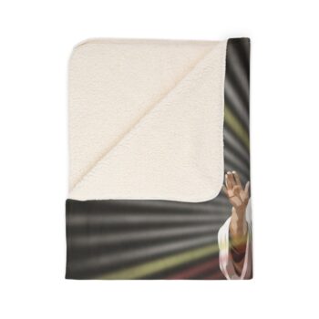 Divine Mercy Sherpa Fleece Walkable Chaplet Blanket - Image 3