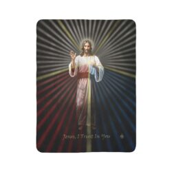 Divine Mercy Sherpa Fleece Walkable Chaplet Blanket